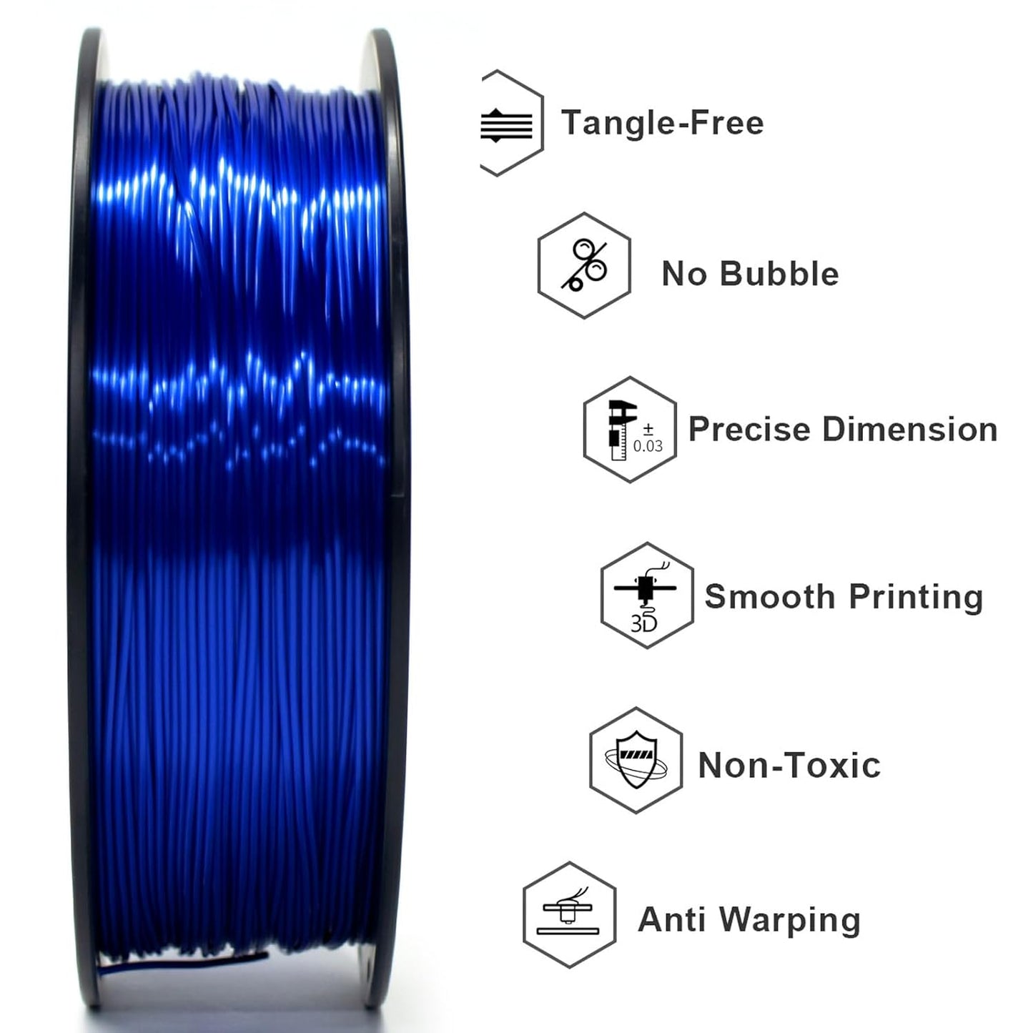 Geeetech Metal Shine Filament 1.75mm for 3D Printer, Silk PLA 1kg (2.2lbs) Spool, Metallic Royal Blue 3D Printing Filament, Dimensional Accuracy +/- 0.02 mm