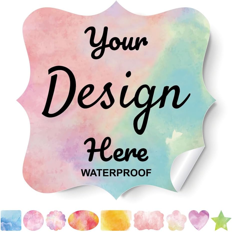 Custom Labels - Personalized Stickers with Any Design, Logo, Text; Business, Thank You Labels; 100 Fancy Framed 5.5"x5.5" Labels