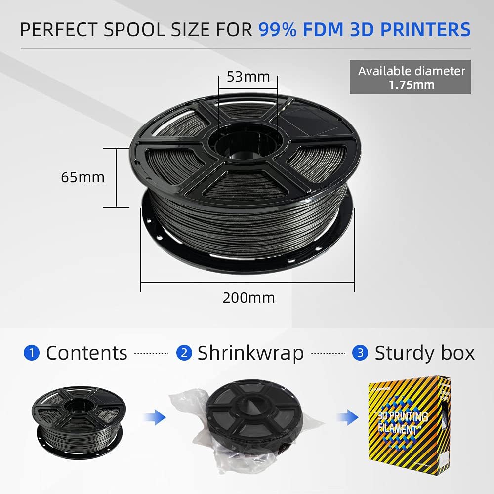 FLASHFORGE PLA Filament 1.75mm Galaxy Matte Black, 3D Printer Filament with Silver Glitter 1kg (2.2lbs) Spool, Dimensional Accuracy +/- 0.02mm, Shimmering 3D Printing Filament for Unique Finish