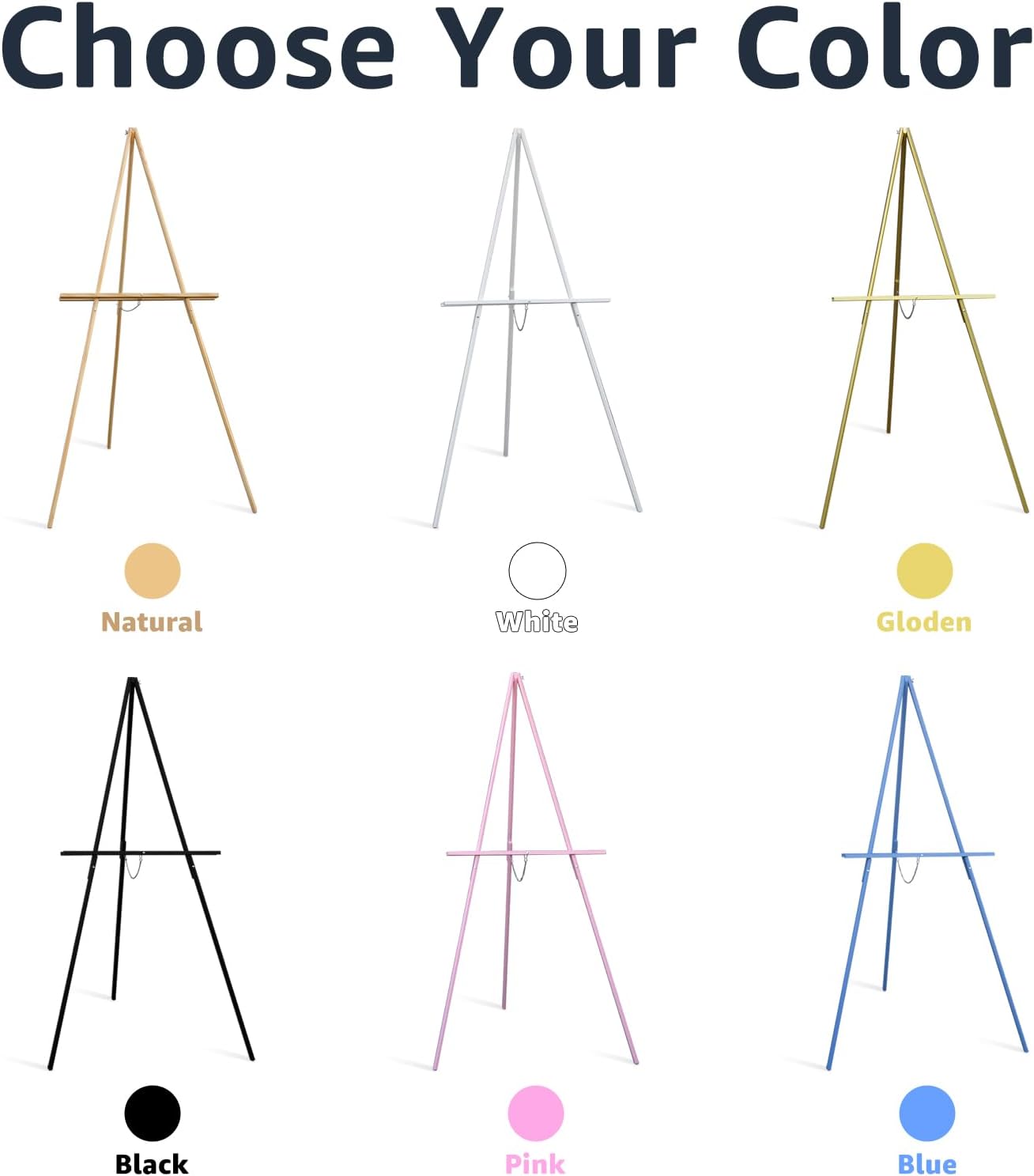 NianFeng Wooden Easel Stand for Sign, Easel Display Stand Floor for Wedding Sign with Adjustable Tray, 63-Inch, Tripod A-Frame Poster Light Duty, Welcome, Art Show & Baby Shower (Blue)