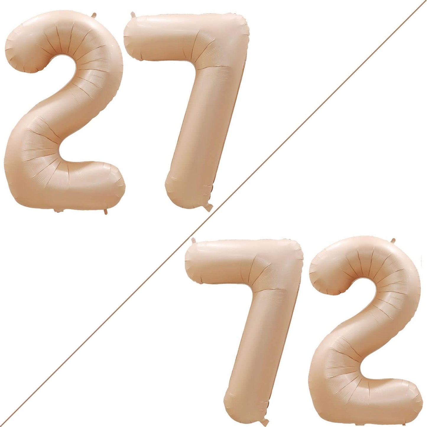GOER Number 27 Balloons for 27th Birthday Party Decorations,42 Inch Jumbo Foil Helium 72 Balloons for 72nd Birthday Party Decoration (Caramel)