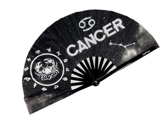DeFlare | Cosmic Zodiac Rave Fan | Zodiac Sign Hand Fan | Astrology Rave Fan | Hand Fan | Large Rave Fan | Large Clacking Fan