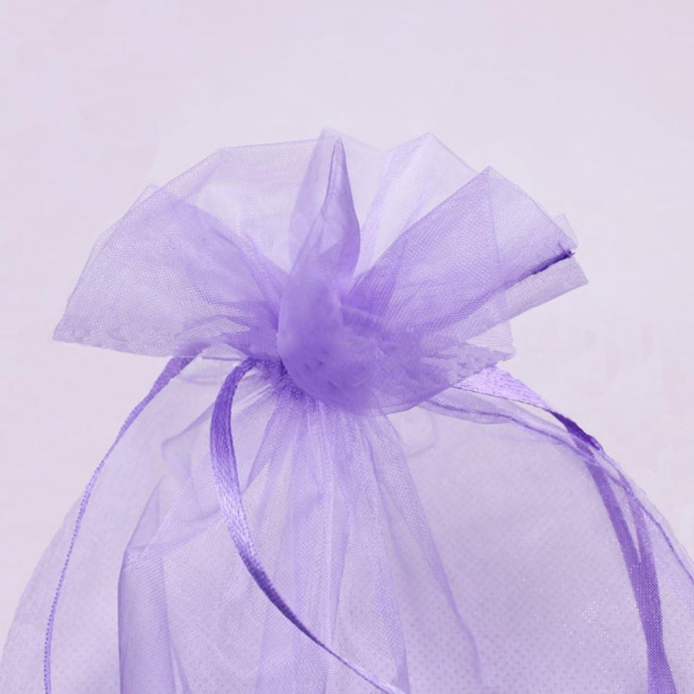 Wudygirl 100pcs Sheer Organza Bag 5 x 7 Inch Lavender Drawstring Transparent Jewelry Pouches Lipstick Baby Shower Party Wedding Holidays Favor Candy Bags(Lilac 5x7'')