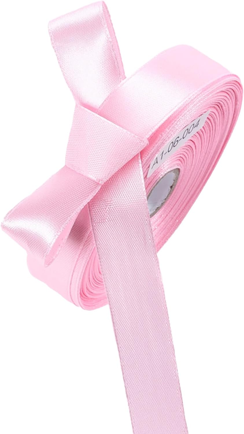 5/8 Inch Light Pink Satin Ribbon 50 Yards Solid Fabric Ribbons for Gift Wrapping, Crafts and DIY Projects, Bows Making, Wedding, Party, Holiday Decor