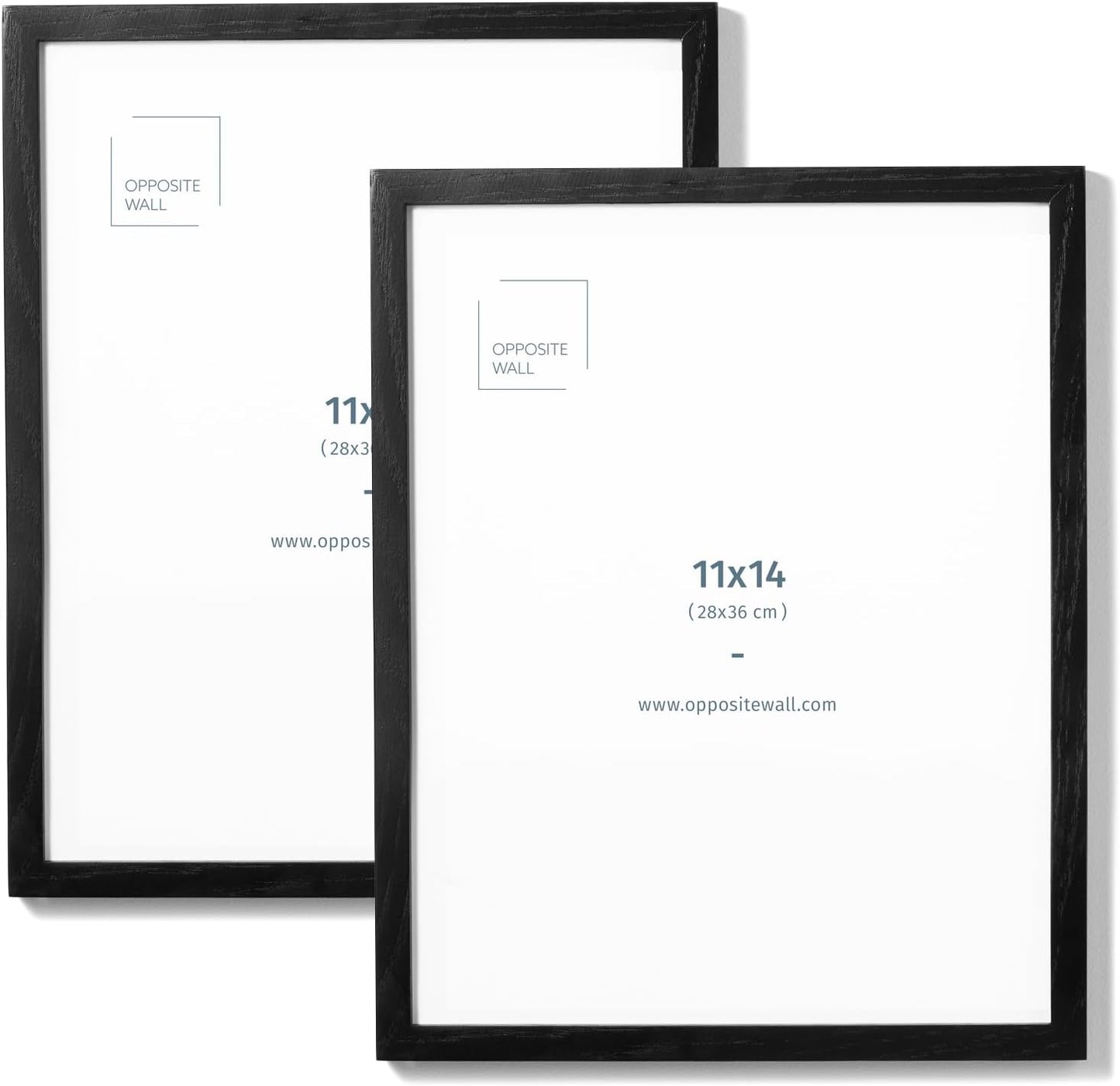 Opposite Wall - 11x14 in - Black Solid Oak Wood Picture Frame - Lightweight, Versatile & Shatterproof - Wall Hanging Poster or Photo Frame - Wall Decor for Office, Gallery & Home - 2 Pack