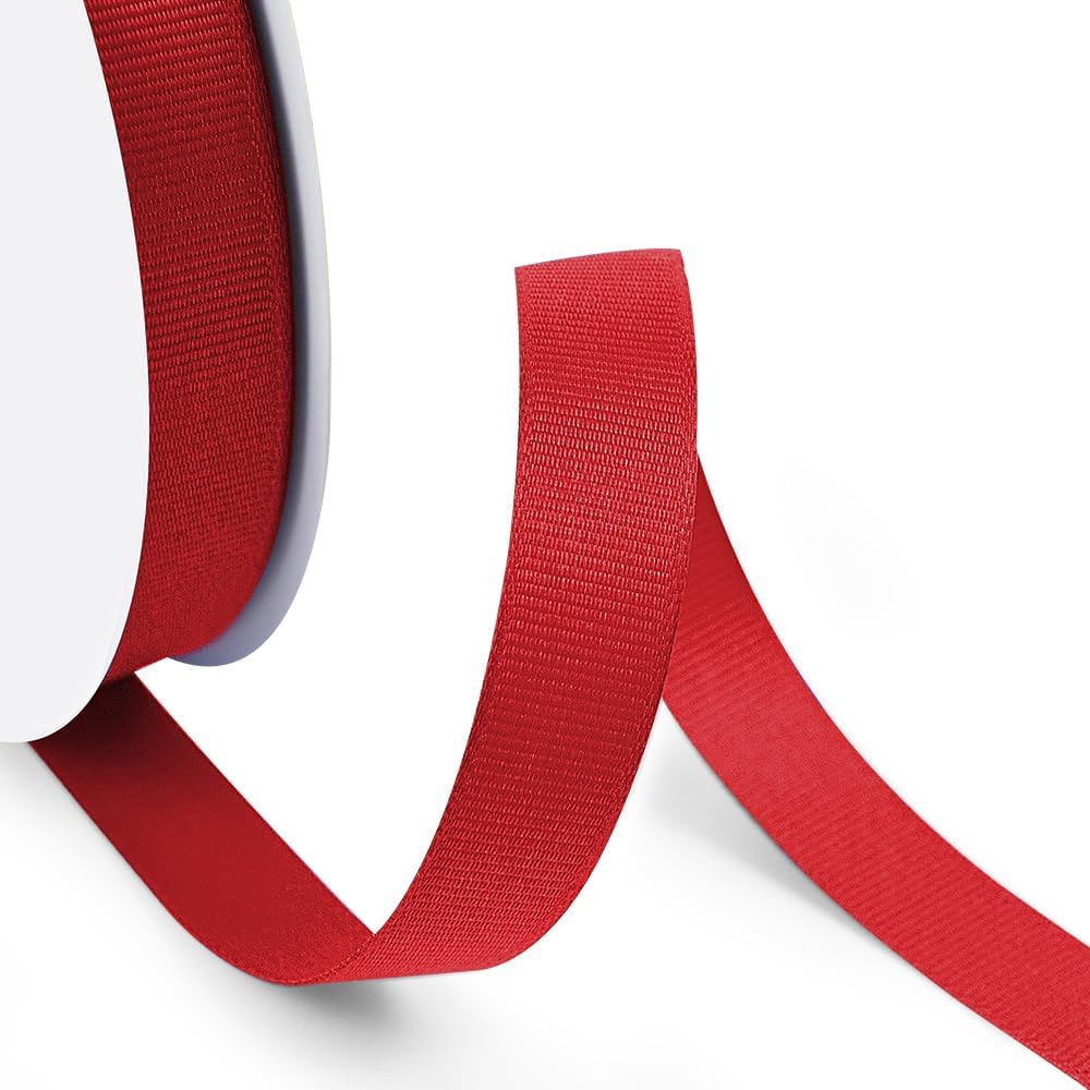 5/8" X 50 Yards Red Grosgrain Ribbon, Premium Grosgrain Ribbon for Sewing, Gift Wrapping, Bow Making, Wedding Decor, Wrapping and More (Red)