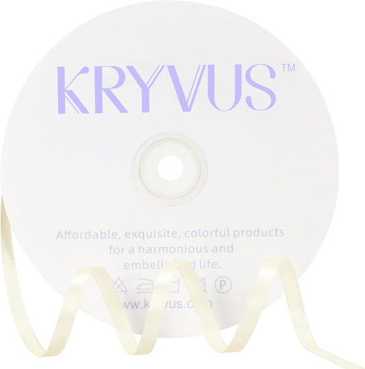 Beige Satin Ribbon 1/4 inch X Continuous 100 Yards, Single Face Polyester Ribbon Perfect for Gift Wrapping, Flower Bouquet, Wedding Decor, Crafts, Bow Making, Sewing and More