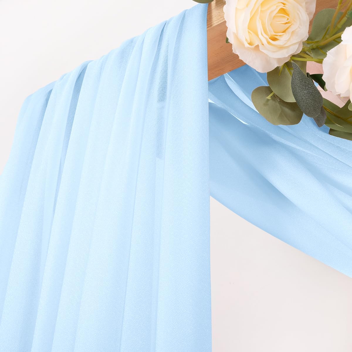 MLMC Baby Blue Wedding Arch Draping Fabric 2 Panels 29" x 20 FT Extra Long Lavender Gauze Drapes Sheer Backdrop Curtains 6.6 Yards Outdoor Drapery Panels for Wedding Ceremony Party Ceiling Decoration
