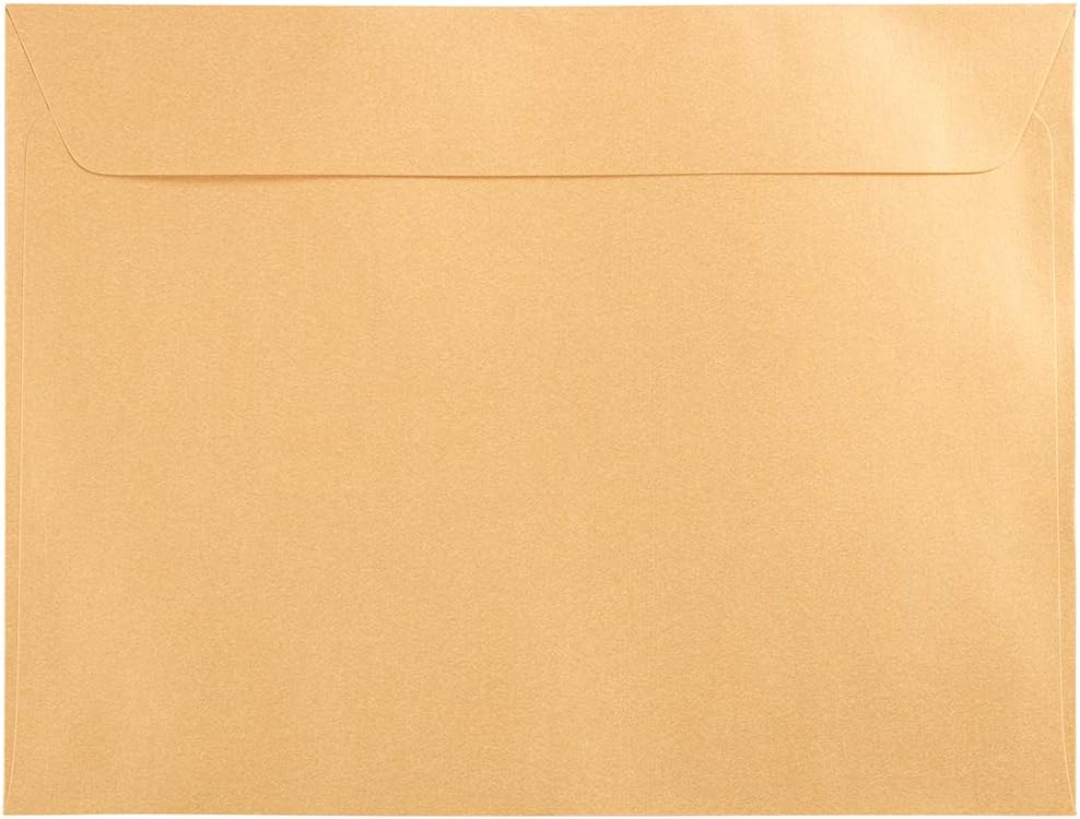 JAM PAPER 9 x 12 Open End Catalog Metallic Envelopes - Gold Stardream - 25/Pack