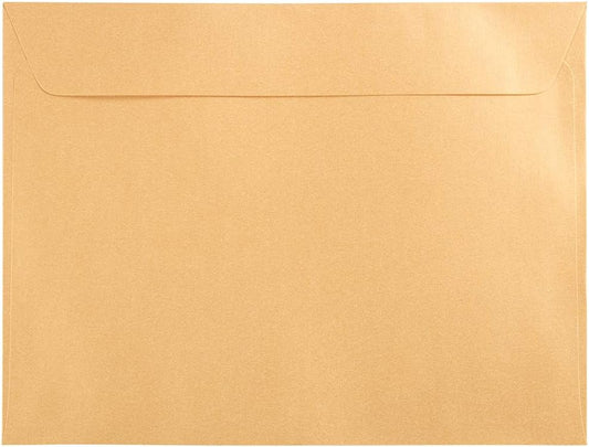 JAM PAPER 9 x 12 Open End Catalog Metallic Envelopes - Gold Stardream - 50/Pack