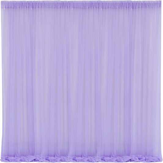 10x10 Purple Tulle Backdrop Curtains for Parties, Sheer Backdrop Curtain Wedding Photo Background Drapes for Baby Shower Photography Birthday Party
