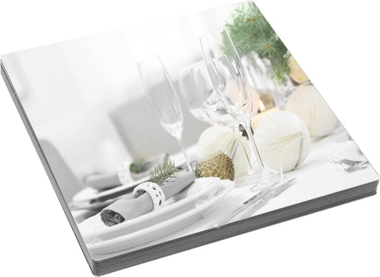 12Pcs Square Mirror Candle Plate for Table Centerpieces, 10" x 10" Acrylic Mirror Tiles Frameless Craft Mirrors Self-Adhesive Mirror Plate for Wedding Table Candle Plate Craft Christmas Decorations