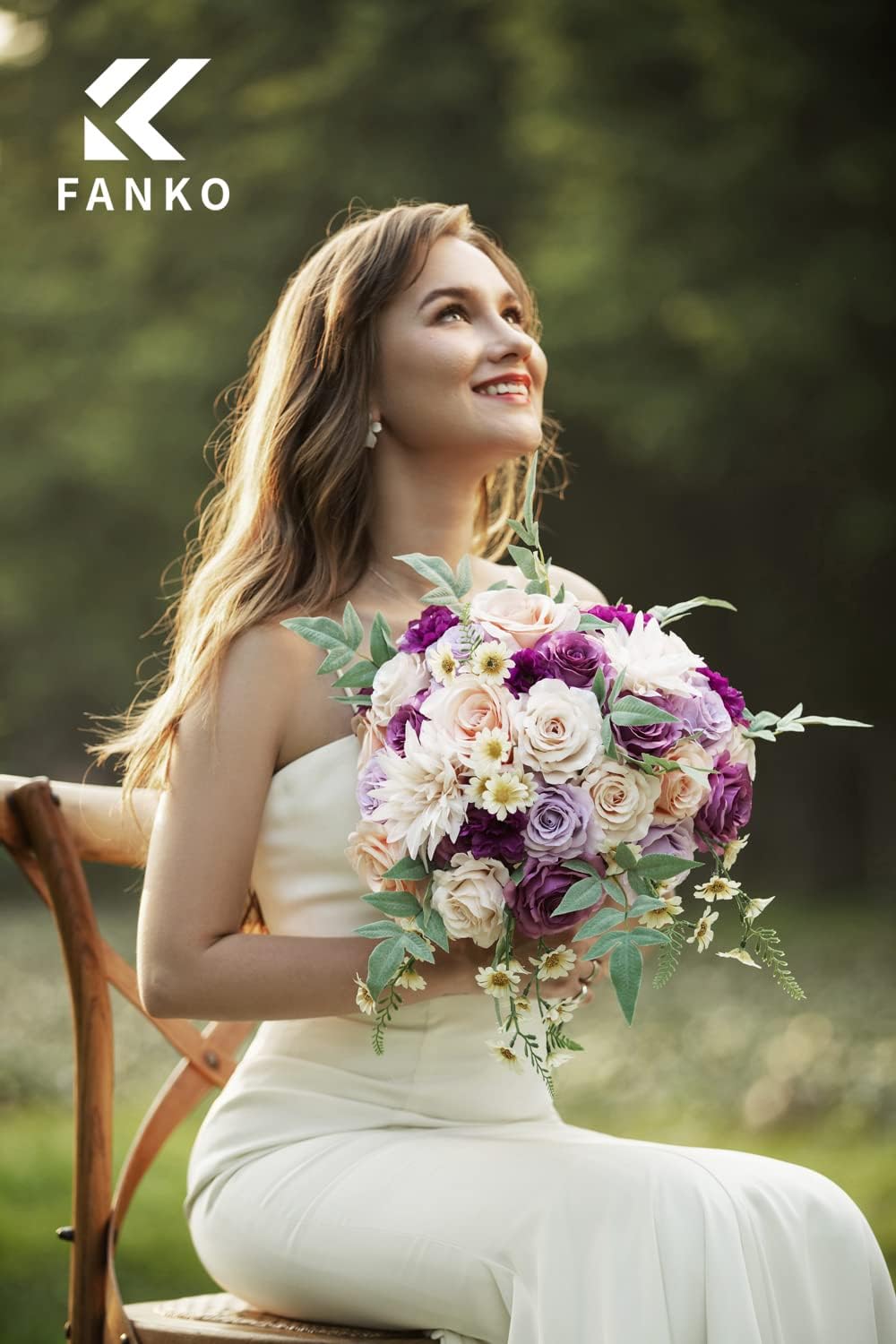 FANKO Rose Artificial Flowers Combo for DIY, Fake Purple Rose Artificial Silk Flowers with Greenery, Real Looking Artificial Faux Flowers for Wedding, Table Decoration, Centerpieces, Party, Home Décor