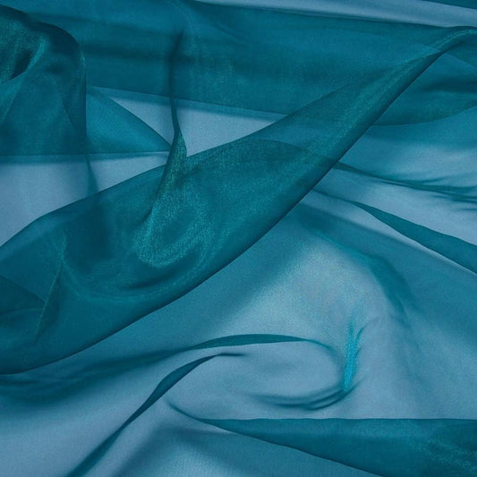 VDS Dark Teal Organza Fabric, 100 Yards Continuous, 45” Wide, Wedding Party Decoration Iridescent Crystal Sheer Shiny Organza Tulle Bridal Dress DIY Crafts Costume Sewing Backdrop Arch Cloth