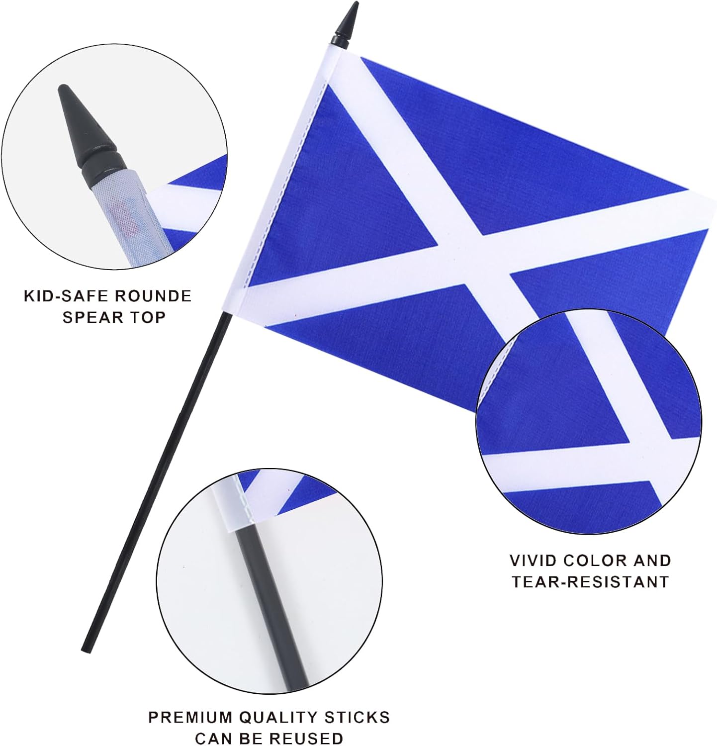Scotland Desk Flag 12" Solid Pole Deluxe Set Scot Flags Banner Mini Small Scotland Office Table Flags with Black Stand Base Desktop Decorations(2Pack)