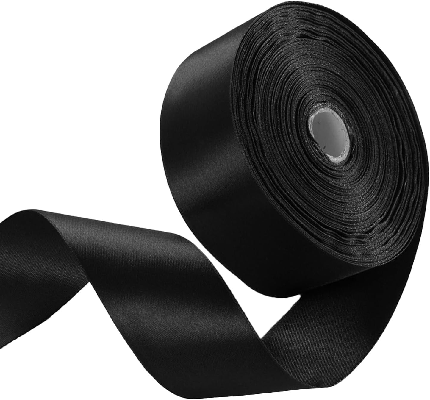 1-1/2 Inch Black Satin Ribbon 50 Yards Solid Fabric Ribbons for Gift Wrapping, Crafts, Floral Arrangements, Wedding, Party, Holiday and Home Decor