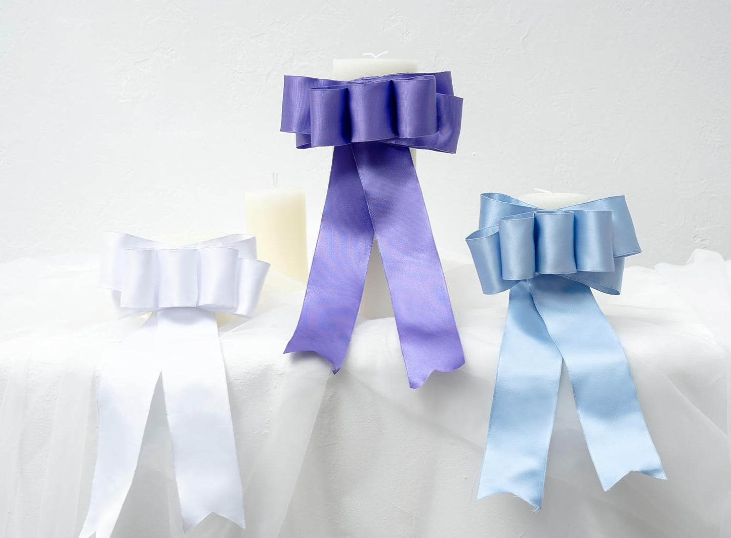 White Satin Ribbon Double-Faced Wired Ribbons for Gift Wrapping Flower Bouquet Bows Wedding Invitation Christmas Decor Crafts 2-1/2 Inch 10 Yards