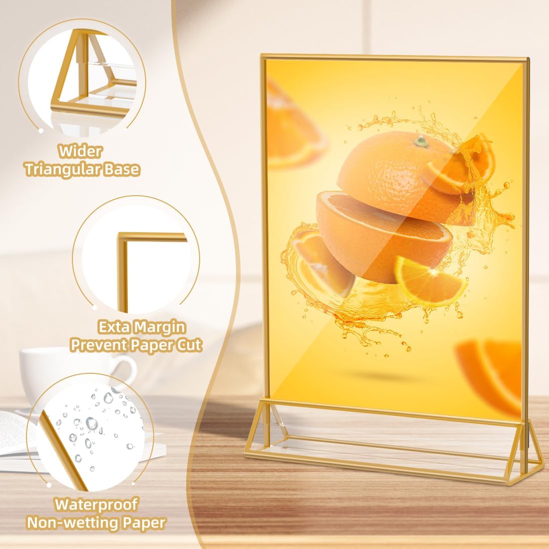 Acrylic Sign Holder 8.5X11 Clear Sign Holder,Double Sided Flyer Holder, Table Menu Holder Display Stand for Wedding Table Number (6pcs)