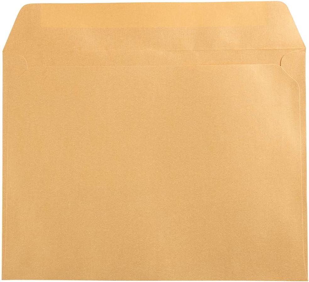 JAM PAPER 9 x 12 Open End Catalog Metallic Envelopes - Gold Stardream - 25/Pack