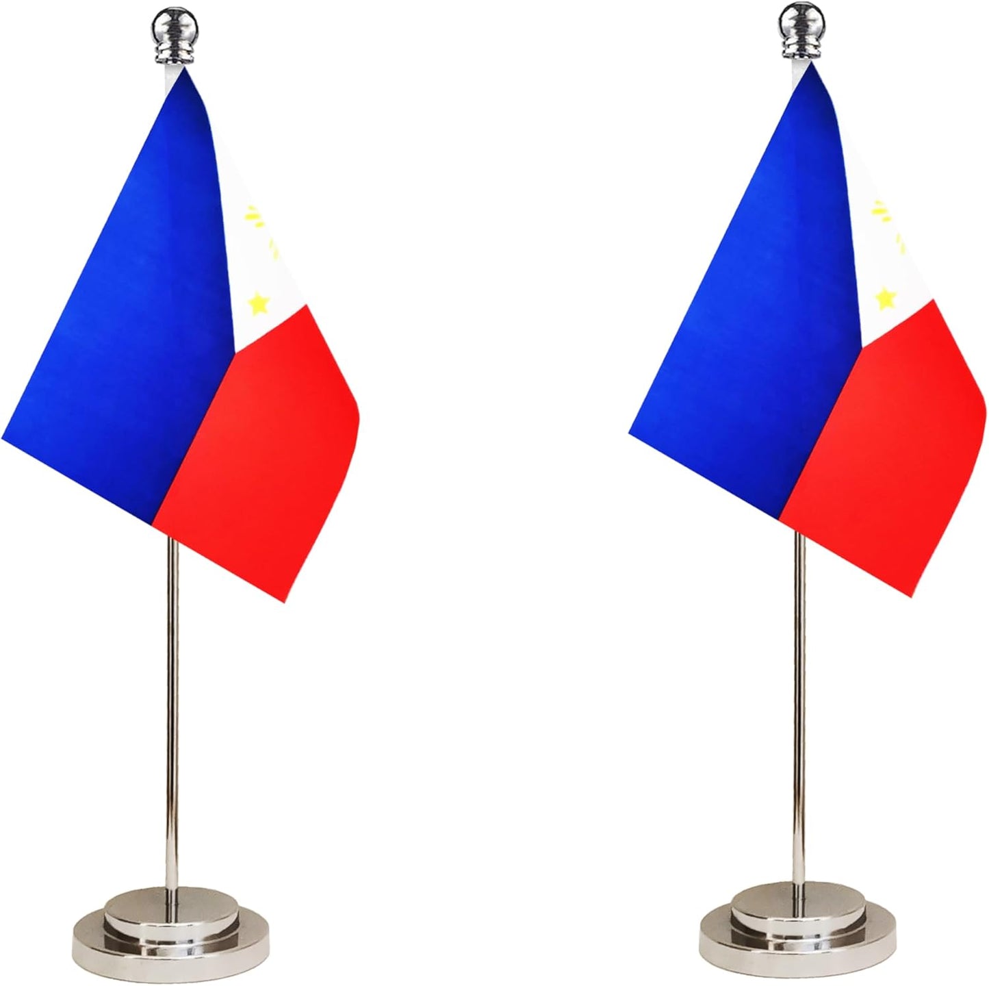 Philippines Filipino Deluxe Desk Flag Set Small Mini Miniature Philippines Filipino Table Desktop Flags,Festival Events Celebration,Office Decoration-2 Pack