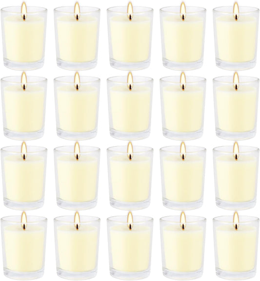 Set of 20 x 2.0 oz Votive Citronella Candles in Glass Cup Decorative Candle Yellow Citronella Tea Lights Indoor Outdoor Patio Scented Candles Bulk…