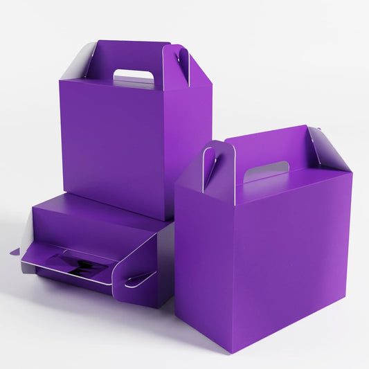 XAGLVV 24Pack Purple Boxes,Party Favor Boxes Packs 7 x3.5x 6.6 Inches, Purple Gift Boxes With Handles, Favor B oxes for Party, Baby Shower, Birthday,Weddings and more.