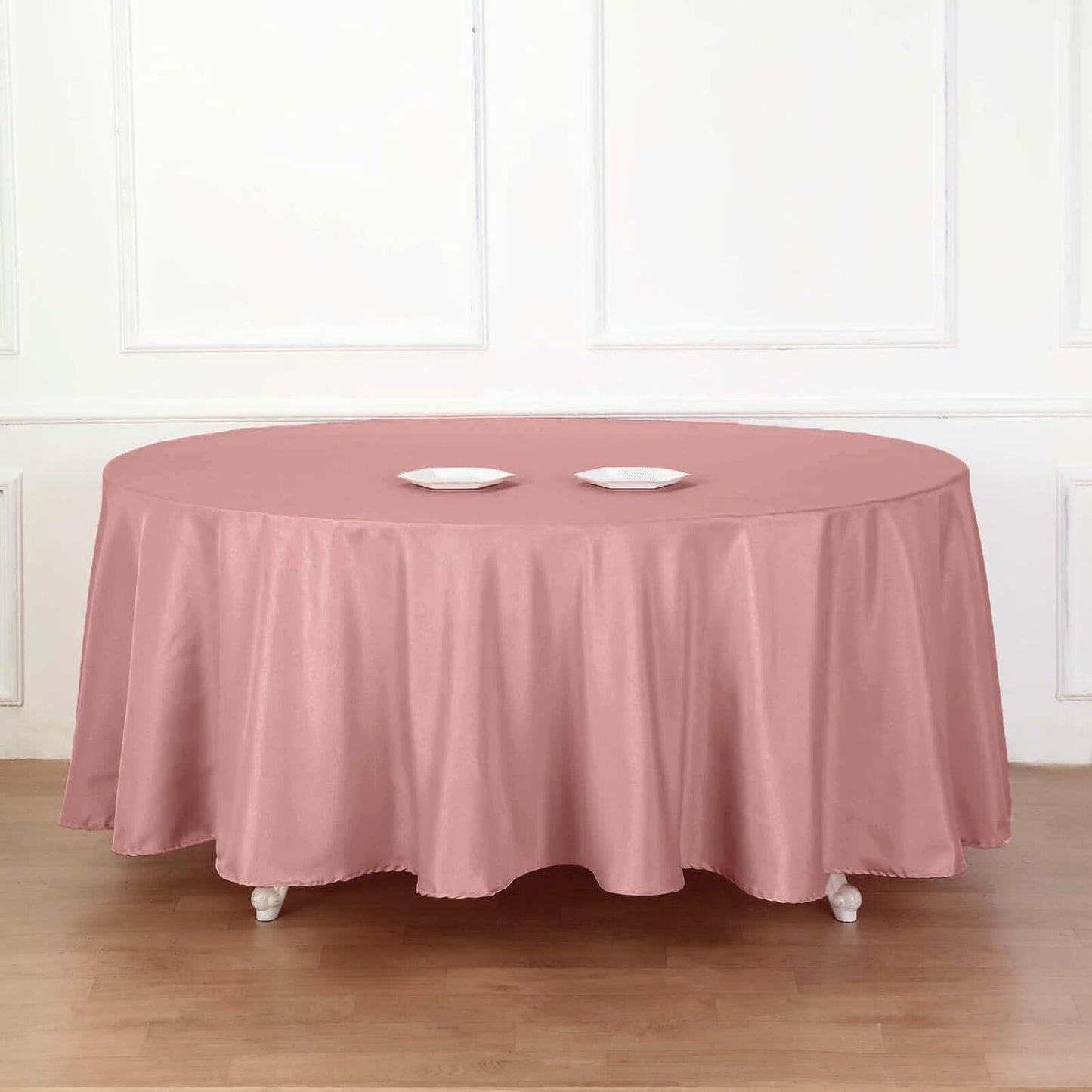 Efavormart Round Tablecloth, 120 Inch Stain & Wrinkle Resistant Washable Table Cloth, Decorative Polyester Fabric Table Cover for Banquet, Wedding, Dining - Dusty Rose