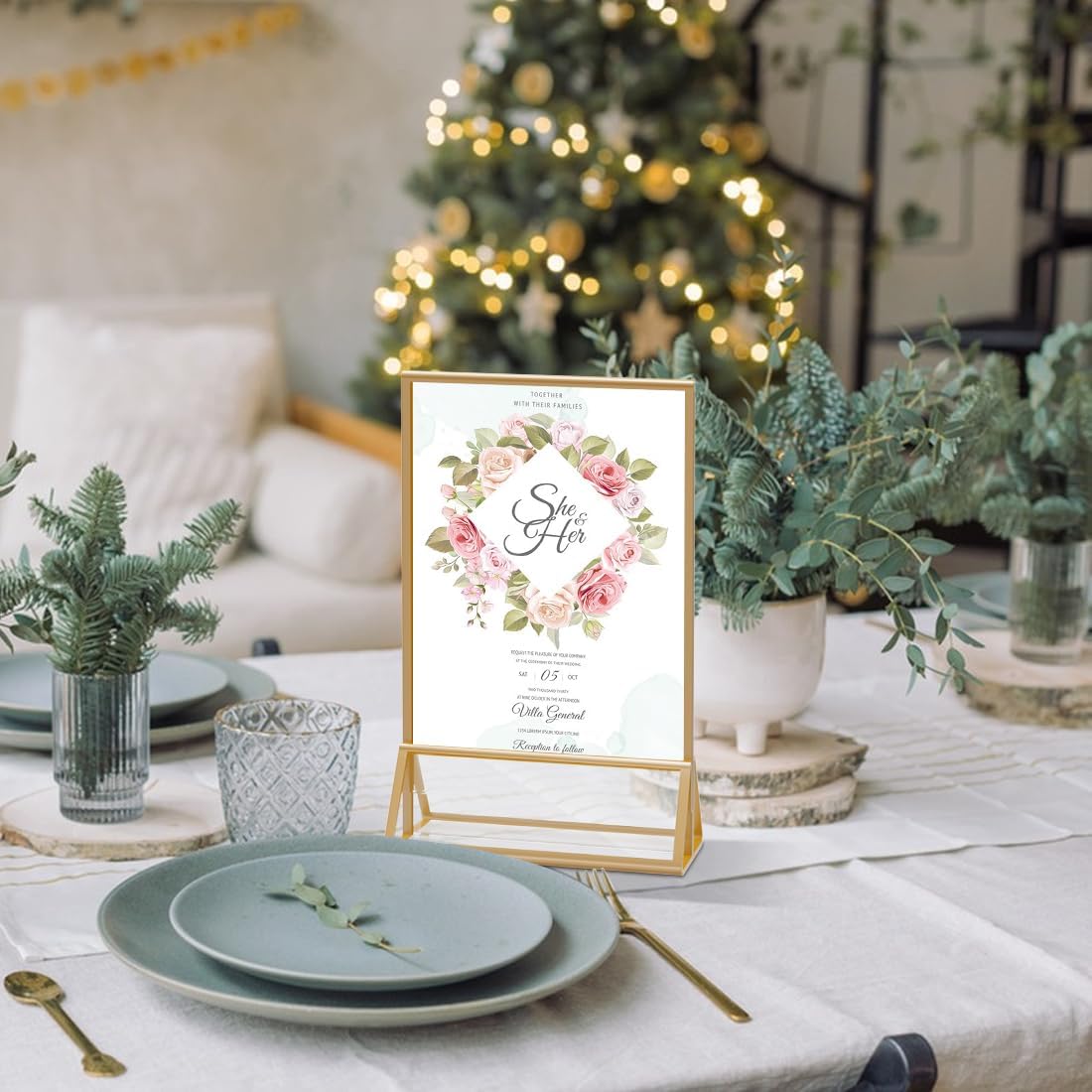 Acrylic Sign Holder 4 x 6 Double Sided Acrylic Frames Display Stand Clear Table Flyer Holder，Plastic Paper Holder for Home Office Shop