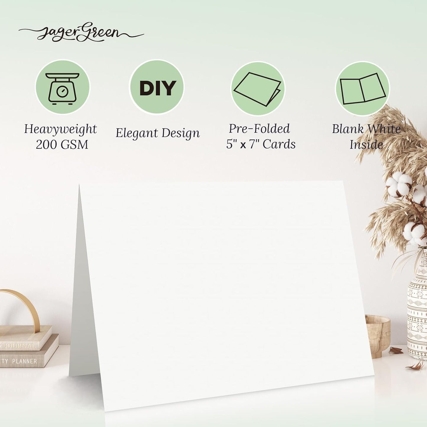 50 Pack 5x7 Blank Cardstock Paper, White Card Stock Bulk, Thick Folded Heavy Cardstock for Thank You Cards, Greeting Cards, Wedding Invitation, Envelopes, DIY Craft Card Making Supplies