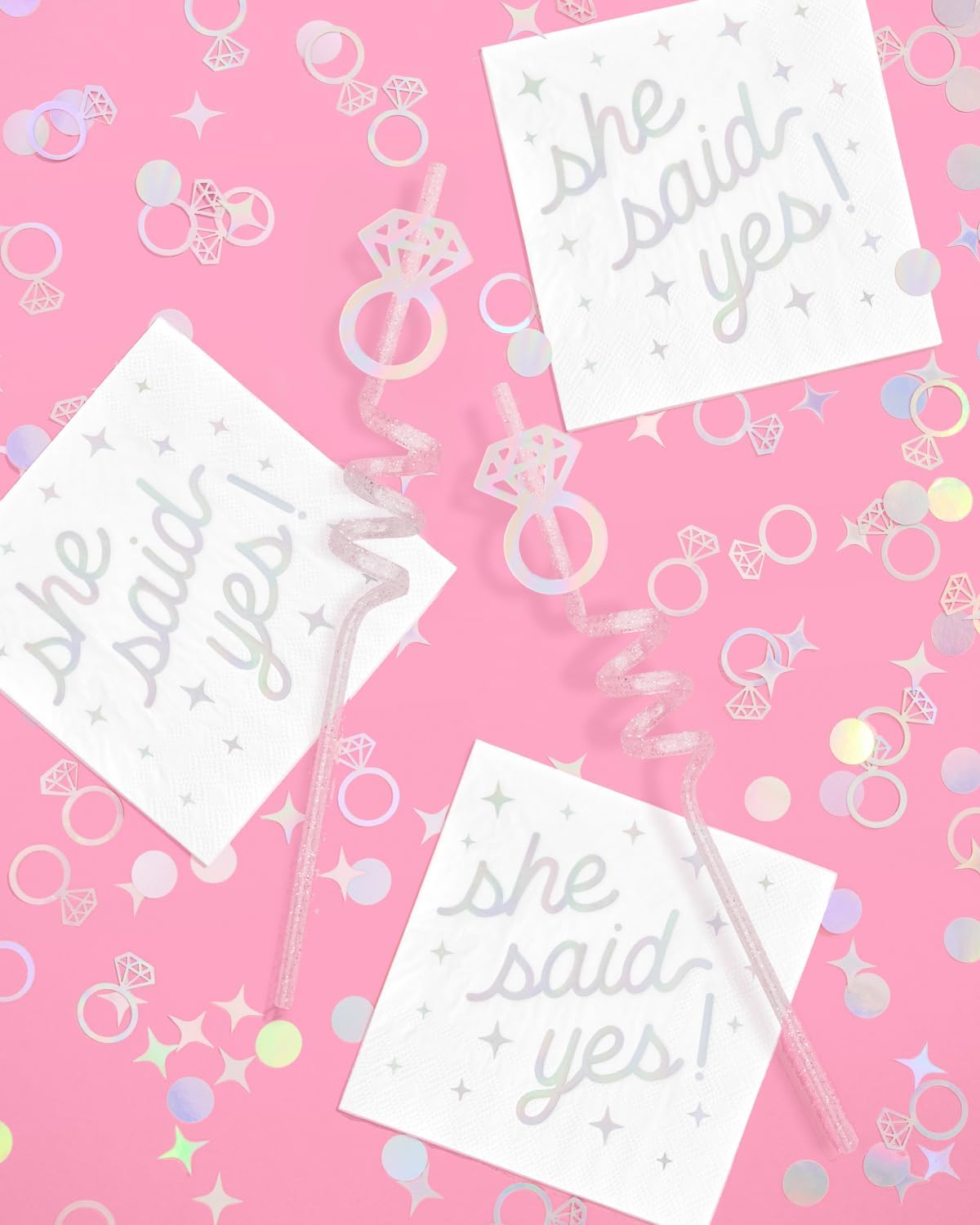 xo, Fetti Bachelorette Party Iridescent Foil Confetti - 200 pc | Engagement Party Decoration, Diamond Ring Table Decor, Bride To Be Bridal Shower Supplies, Engaged Era Decor