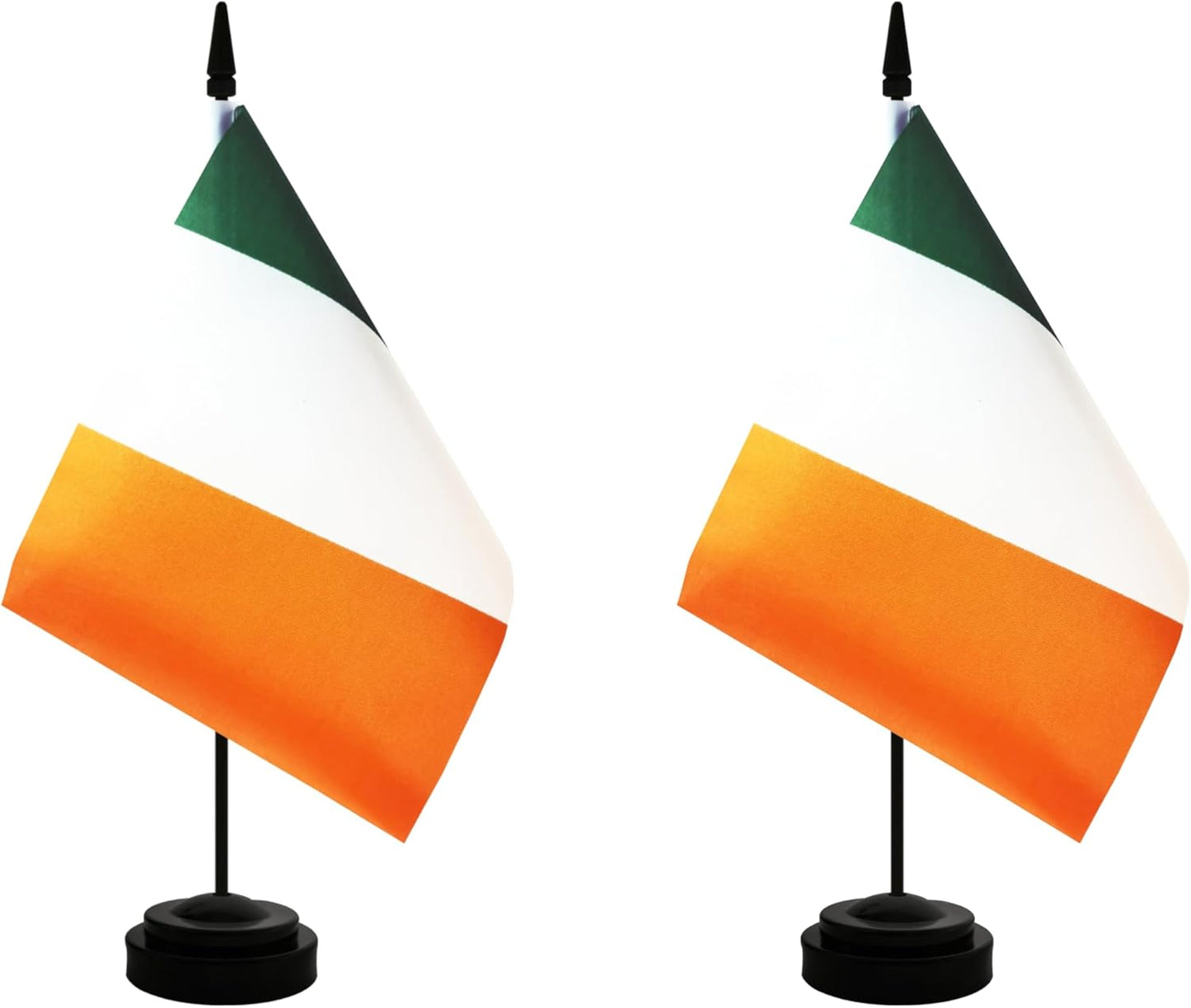 2 Pack Ireland Desk Flag, Irish Table Office Flag with Solid Pole and Stand Base, International Country Flag, Festival Celebration, Classroom Meeting Desktop Decoration (Ireland)