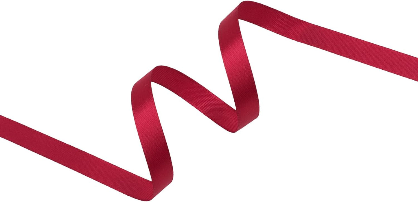 Scarlet Red Satin Ribbon 3/8 inch X Continuous 25 Yards, Single Face Polyester Ribbon Perfect for Gift Wrapping, Flower Bouquet, Wedding Decor, Crafts, Bow Making, Sewing and More