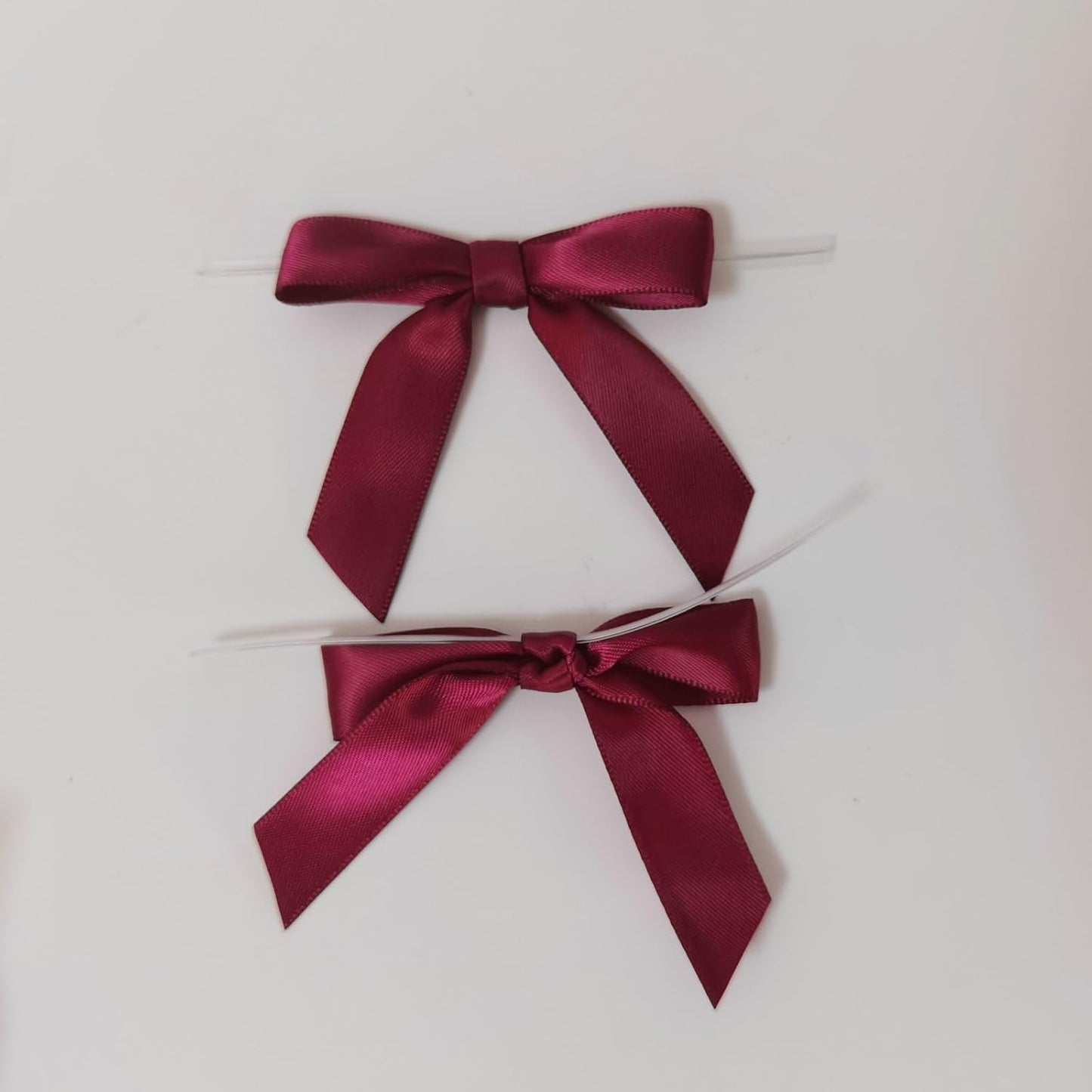 50pcs 2-1/2" Burgundy Satin Ribbon Bows with Twist Tie Bows for Christmas Gift Packing&Wrapping (Burgundy)