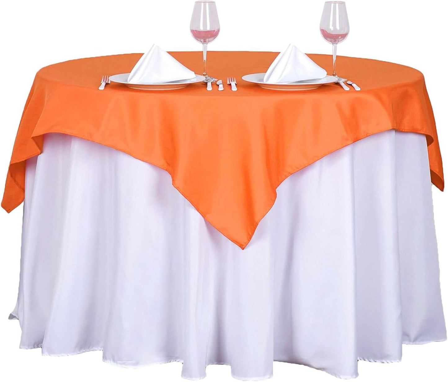 Efavormart 54x54 Orange Wholesale Linens Seamless Polyester Square Linen Tablecloth for Wedding Banquet Party Restaurant