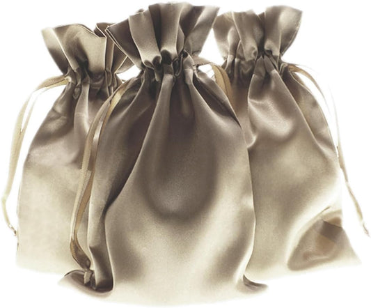 4" x 6" Champagne Satin Gift Bags, Jewelry Bags, Wedding Favor Drawstring Bags Baby Shower Christmas Gift Bags 50 per Pack