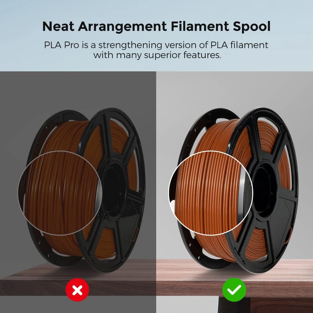 FLASHFORGE 3D Printer Filament, PLA PRO Filament 1.75mm, 1KG Spool (2.2lbs), Dimensional Accuracy +/- 0.02mm for FDM 3D Printers, Better Tenacity & No Knotting (Brown)