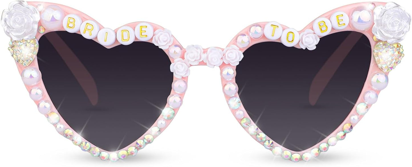 Bride Sunglasses for Bachelorette White Heart Glasses for Bride to Be Gift, Bachelorette Accessories Party Favors
