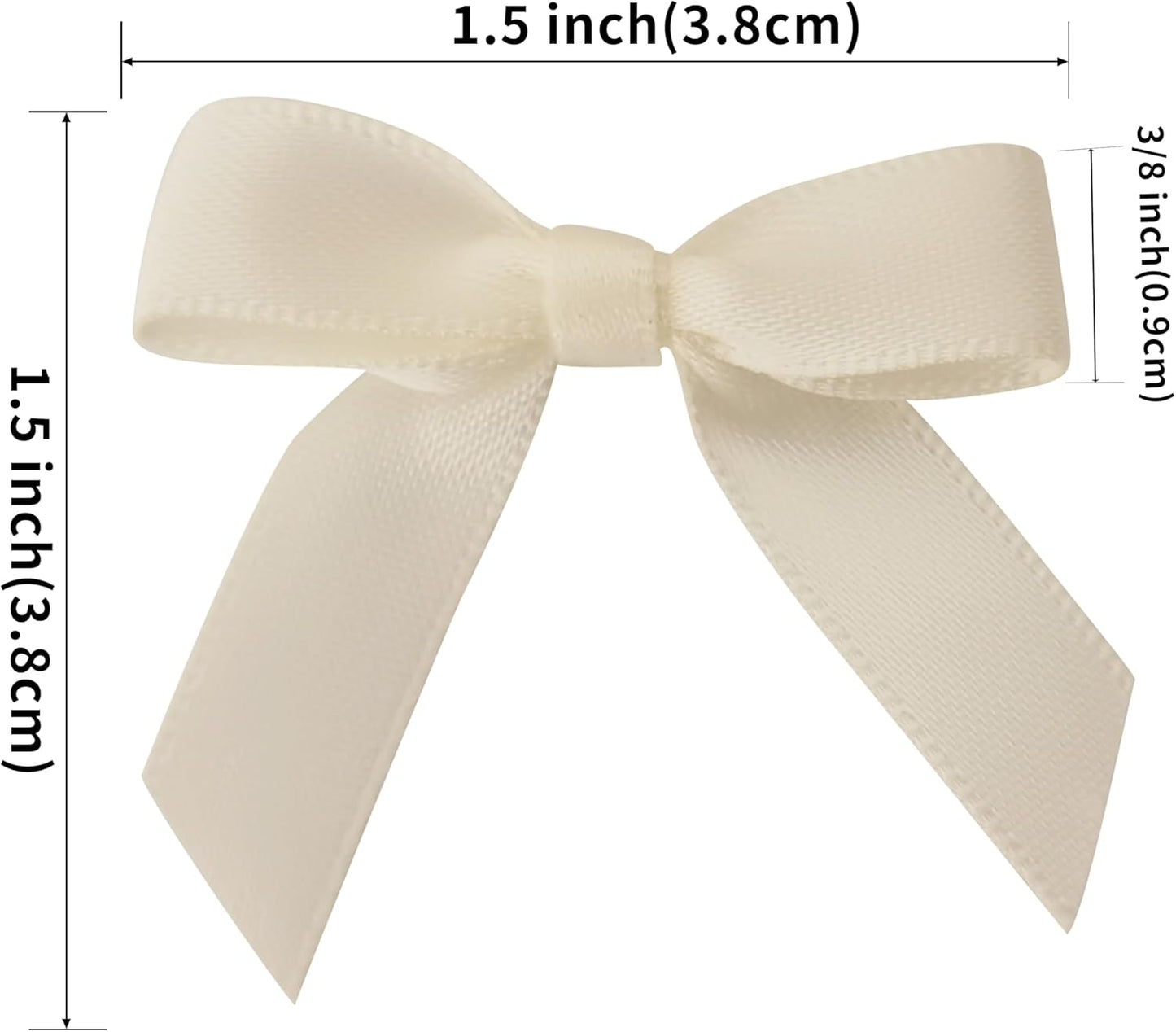 50pcs 1-1/2" Mini Satin Ribbon Bows Without Twist Ties for Crafts Gift Wrapping Packing Christmas Decoration (1.5"-Ivory)