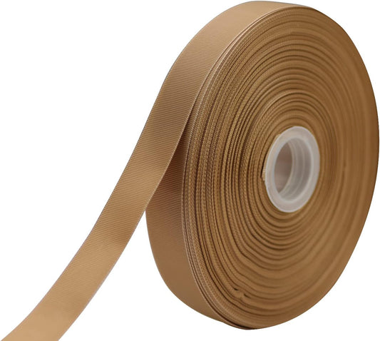 Jesep One Roll 100 Yards 1" Soild Grosgrain Ribbon Boutique Gift Wrapping Package Ribbon, DIY Crafts Bow Hair Headband Accessories Assorted Ribbon#835 (1" 25mm, Khaki)