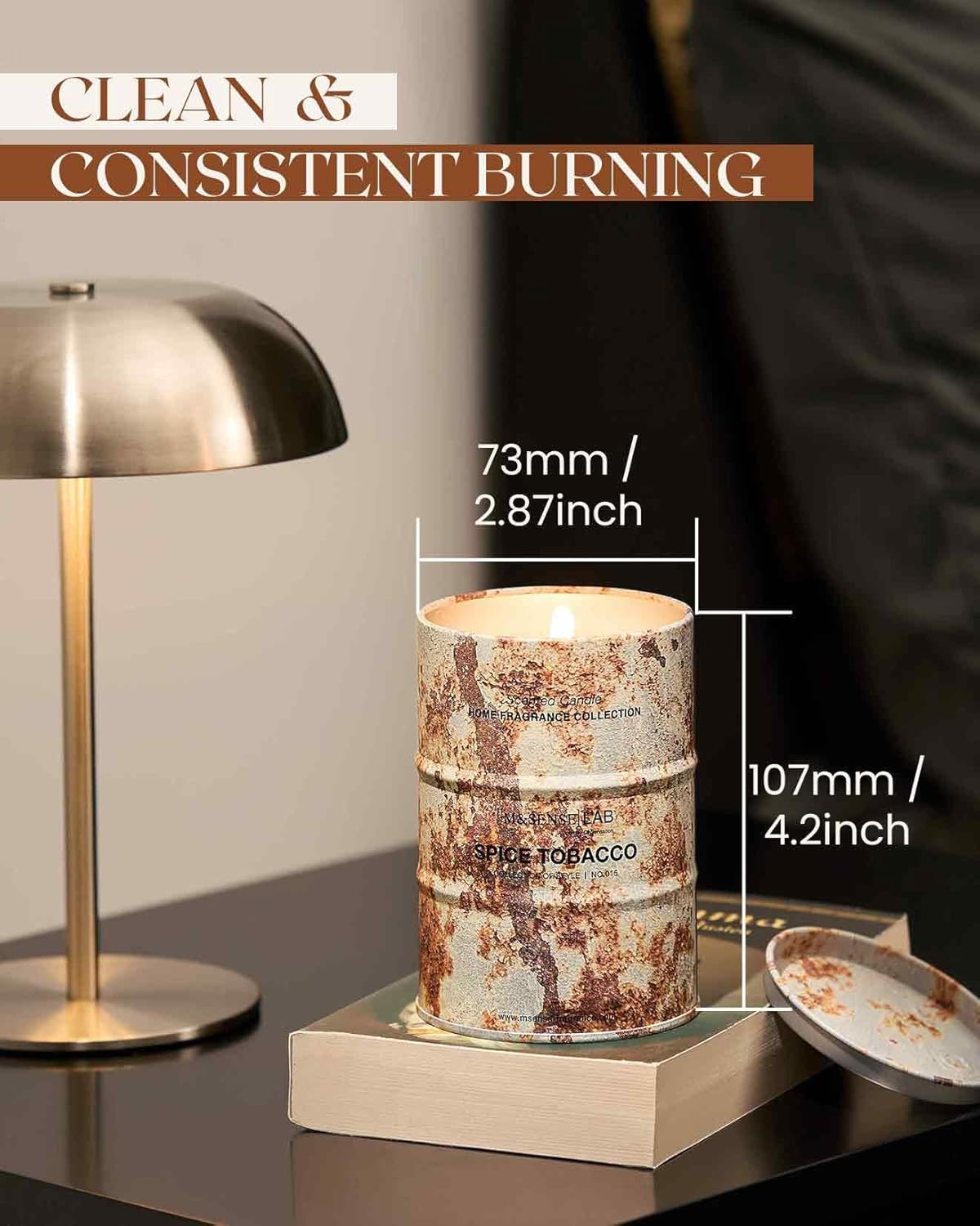 M&SENSE Spice Tobacco Scented Candles Natural Non Toxic, Aromatherapy Candle for Stress Relief Meditation Relaxing, Housewarming Gifts for Women Men, 11.3oz 70 Hour Long Burning