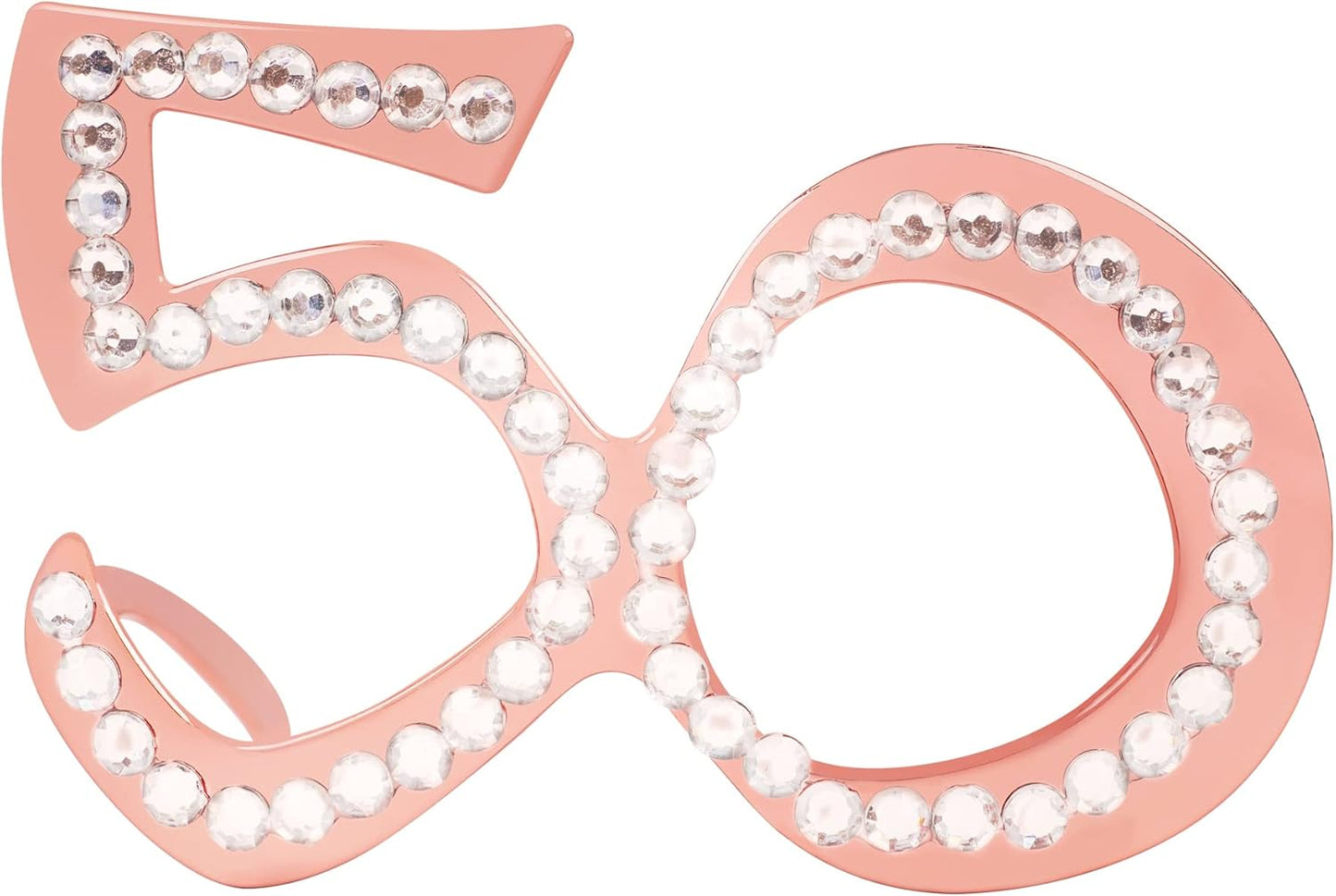 50th Birthday Glasses - 6 Pairs Rose Gold 50 Years Old Glasses with Rhinestones, Funny Plastic Costume Photo Booth Prop