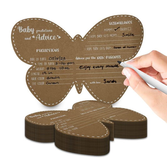 Butterfly Baby Shower Decorations - Baby Shower Advice Cards for Parents to Be- Baby Shower Games for Girl - Set of 50 (Butterfly)