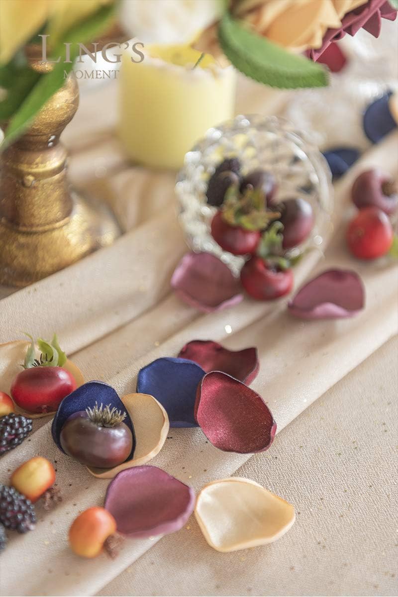 Ling's Moment Rose Petals, Silk Flower Petals for Wedding/Aisle/Flower Girl Baskets/Table Centerpiece Décor,etc.Burgundy Navy Gold 400pcs