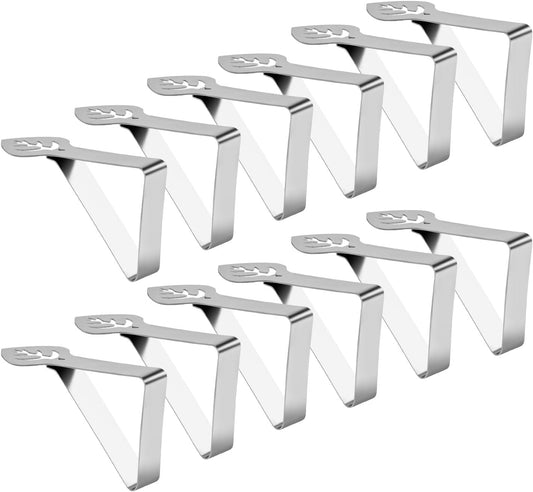 Tablecloth Clips 12 Pack, Heavy Duty Stainless Steel Picnic Table Cloth Holder Clips, Windproof Tablecloth Clips for Outdoor Tables, Perfect for Restaurant Parties, Weddings, Camping