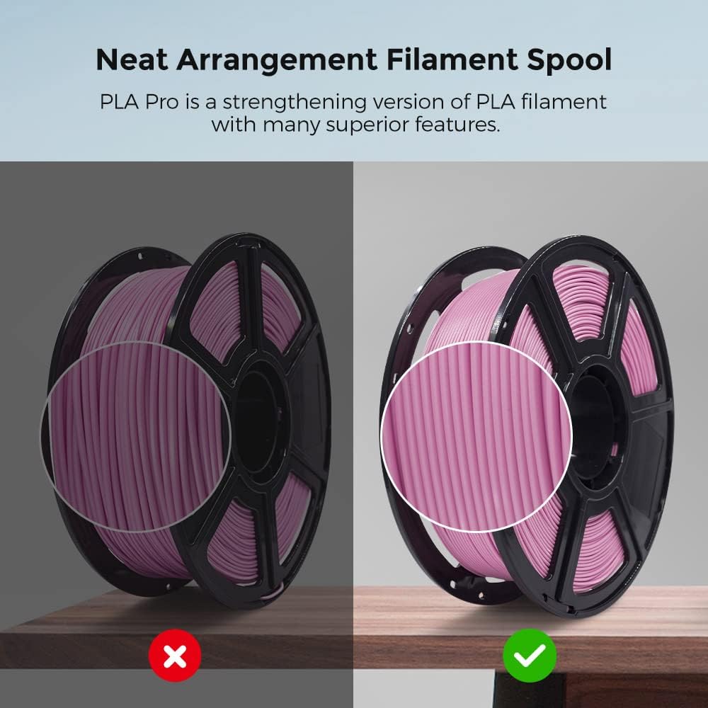 FLASHFORGE 3D Printer Filament, PLA PRO Filament 1.75mm, 1KG Spool (2.2lbs), Dimensional Accuracy +/- 0.02mm for FDM 3D Printers, Better Tenacity & No Knotting (Pink)