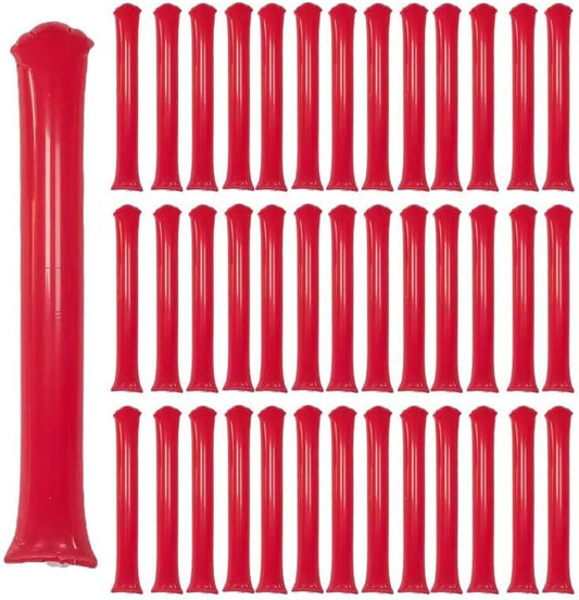 40pcs Round headTeam Spirit Boom Sticks Thunder Sticks Cheering Sticks Team Spirit Plastic Cheerleading Spirit Stick Clapper Inflatable Noise Maker Sports Supply (Red)