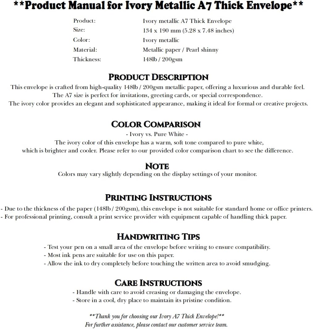 PONATIA 50 PCS/Pack 80lb Thick A7 Envelopes, 5.27 x 7.48'' Sparkle Ivory Heavy Duty Envelopes, Perfect for 5x7 Envelope Wedding Invitation Cards, Christmas Gift Cards, Acrylic Invitations, Photos