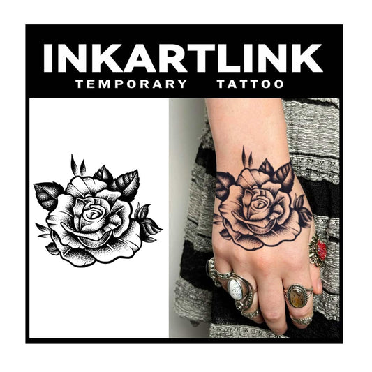 INKARTLINK Tattoo Tech, 2 Sheets Medium Semi Permanent Tattoo, Temporary Tattoos, Last 1-2 Weeks, Waterproof, Realistic Look, No Adhesive, No Reflection (Flower Design)112