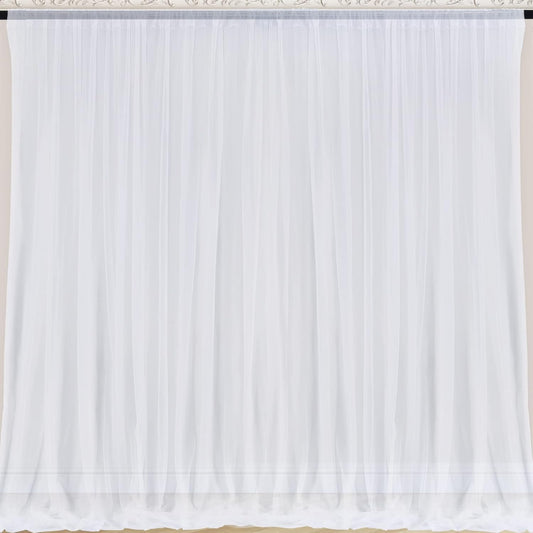 10x10 White Tulle Backdrop Curtains for Parties, Sheer Backdrop Curtain Wedding Photo Background Drapes for Baby Shower Photography Birthday Party