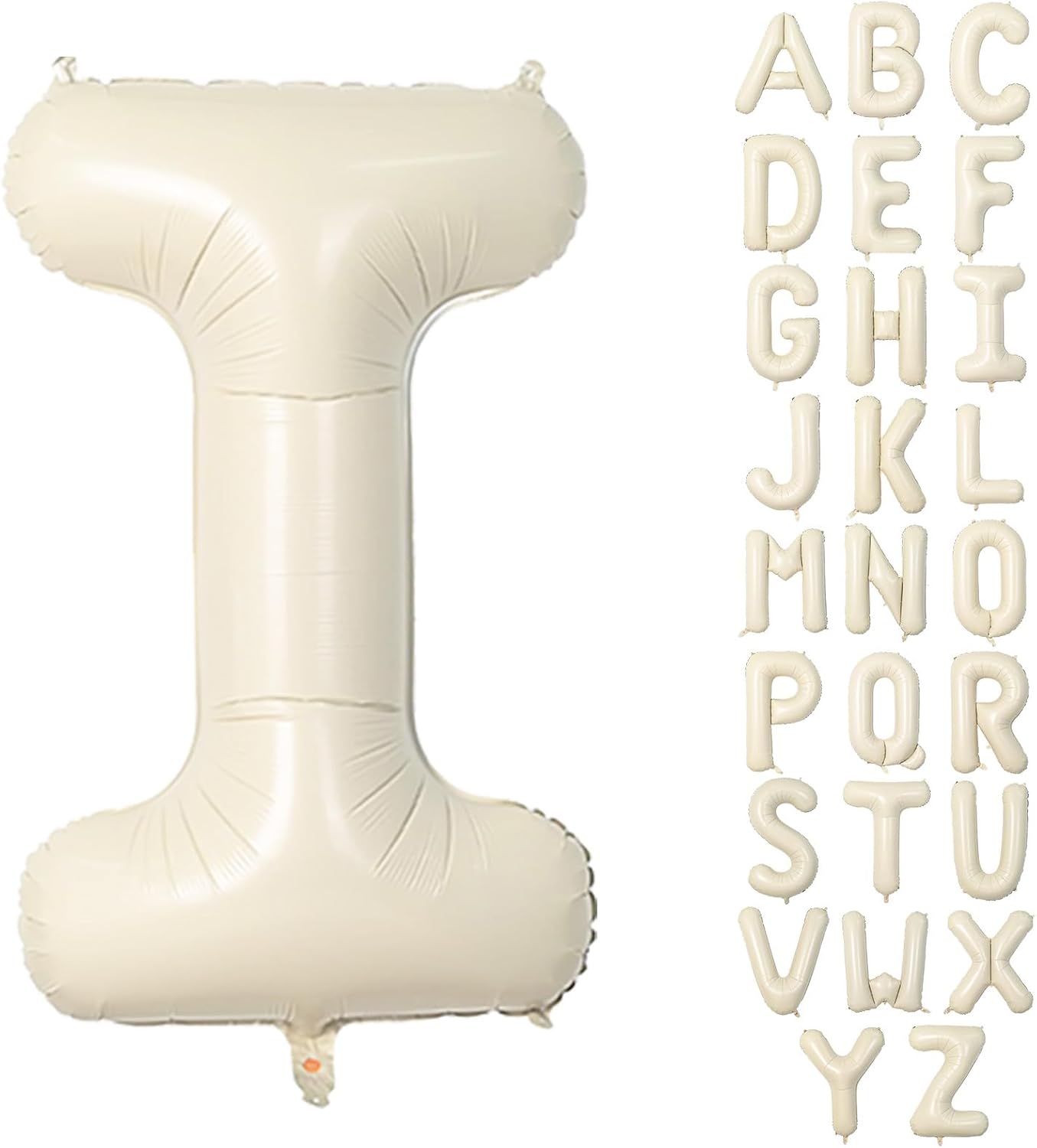 40 Inch Letter Balloons I, Big Custom A-Z Alphabet Foil Name Balloon Cream White, Self Inflating Beige Customize Helium Balloon Letters I for Women Girls Birthday Bride Baby Shower Party Decorations